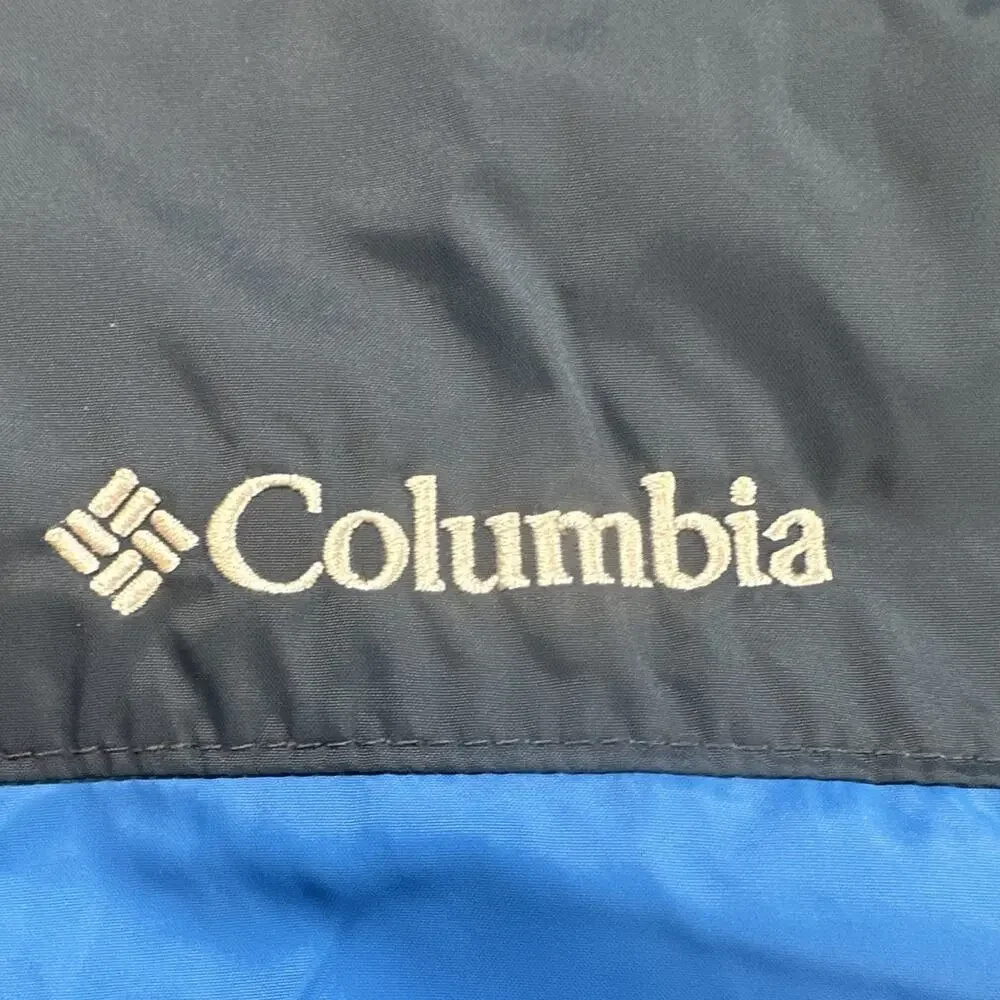 Columbia Men’s Blue/Gray Retract Hood Full Zip Windbreaker Stand-Up L